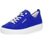 Reduzierte Blaue Remonte Low Sneaker mit Schnürsenkel in Breitweite aus Glattleder mit herausnehmbarem Fußbett für Damen Größe 42 