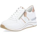 Reduzierte Weiße Remonte Low Sneaker mit Reißverschluss in Breitweite aus Glattleder mit herausnehmbarem Fußbett für Damen Größe 42 