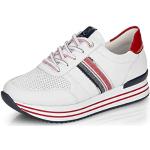 Weiße Remonte Low Sneaker mit Schnürsenkel in Breitweite aus Glattleder mit herausnehmbarem Fußbett für Damen Größe 43 