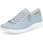 Blaue Remonte Low Sneaker mit Reißverschluss in Normalweite aus Glattleder mit herausnehmbarem Fußbett für Damen Größe 40 
