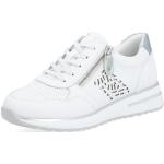 Weiße Remonte Low Sneaker mit Reißverschluss in Breitweite aus Glattleder mit herausnehmbarem Fußbett für Damen Größe 40 