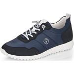 Blaue Remonte Low Sneaker mit Schnürsenkel in Breitweite aus Glattleder für Damen Größe 43 