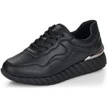 Schwarze Lack-Optik Remonte Low Sneaker mit Schnürsenkel in Normalweite aus Glattleder mit herausnehmbarem Fußbett für Damen Größe 40 