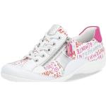 Weiße Remonte Low Sneaker mit Reißverschluss in Breitweite aus Glattleder mit herausnehmbarem Fußbett für Damen Größe 41 