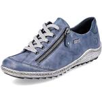 Blaue Remonte Low Sneaker mit Reißverschluss in Breitweite aus Glattleder mit herausnehmbarem Fußbett für Damen Größe 37 
