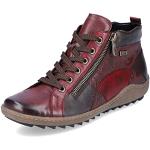 Rote Remonte Low Sneaker mit Reißverschluss in Breitweite aus Glattleder mit herausnehmbarem Fußbett für Damen Größe 42 
