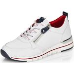 Reduzierte Weiße Remonte Low Sneaker mit Reißverschluss in Breitweite aus Glattleder mit herausnehmbarem Fußbett für Damen Größe 37 
