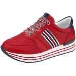 Rote Remonte Low Sneaker in Komfortweite aus Leder mit herausnehmbarem Fußbett für Damen Größe 45 mit Absatzhöhe 3cm bis 5cm 