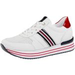 Weiße Remonte Low Sneaker in Komfortweite aus Leder mit herausnehmbarem Fußbett für Damen Größe 45 mit Absatzhöhe 3cm bis 5cm 