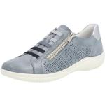 Reduzierte Silberne Remonte Slip-on Sneaker mit Schnürsenkel aus Glattleder mit herausnehmbarem Fußbett für Damen Größe 45 