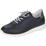 Reduzierte Blaue Remonte Low Sneaker ohne Verschluss in Normalweite aus Leder für Damen Größe 45 mit Absatzhöhe bis 3cm 