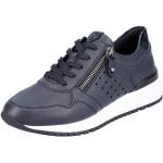 Mitternachtsblaue Casual Remonte Low Sneaker mit Reißverschluss in Normalweite aus Leder Leicht für Damen Größe 45 mit Absatzhöhe 3cm bis 5cm 