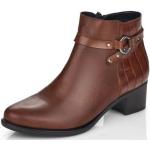Braune Remonte Ankle Boots & Klassische Stiefeletten mit Reißverschluss aus Glattleder mit herausnehmbarem Fußbett für Damen Größe 38 