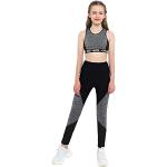 renvena Mädchen Sport Kleidung Set Kinder Tanzbekleidung Sport BH Crop Top mit Leggings Trainingsanzug Sportwear Fitness Workout Gr.98-164 (146-152, H Grau)