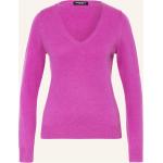 Reduzierte Fuchsiafarbene Repeat V-Ausschnitt Kaschmir-Pullover aus Wolle für Damen Größe M 