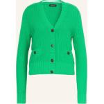 Reduzierte Grüne Repeat V-Ausschnitt Damencardigans mit Schulterpolstern aus Baumwolle Größe L 