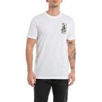 Reduzierte Weiße Replay T-Shirts aus Baumwolle für Herren Größe L 