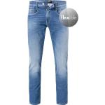 Blaue Bestickte Replay Slim Fit Jeans aus Baumwollmischung für Herren Weite 30, Länge 30 