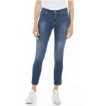 Reduzierte Blaue Replay Slim Fit Jeans mit Reißverschluss aus Baumwolle für Damen Weite 25, Länge 30 