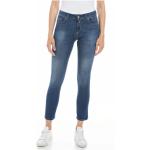 Reduzierte Blaue Replay Slim Fit Jeans mit Reißverschluss aus Baumwolle für Damen Weite 31, Länge 30 