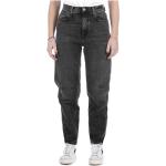 Schwarze Bestickte Replay Slim Fit Jeans mit Reißverschluss aus Denim für Damen 