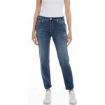 Dunkelblaue Unifarbene Loose Fit Replay Jeans mit Stickerei mit Reißverschluss aus Baumwolle für Damen Weite 25 