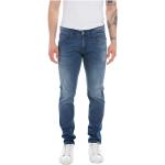Indigofarbene Replay Slim Fit Jeans mit Reißverschluss aus Baumwolle für Herren Größe XXL Weite 32, Länge 30 