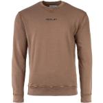 Reduzierte Hellbraune Unifarbene Casual Langärmelige Replay Bio Rundhals-Ausschnitt Herrensweatshirts Größe 3 XL 
