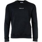 Reduzierte Schwarze Unifarbene Langärmelige Replay Bio Rundhals-Ausschnitt Herrensweatshirts Größe 3 XL 