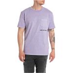 Violette Melierte Replay Shirts mit Tasche für Herren Größe XL 