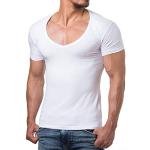 Young & Rich Herren T-Shirt V-Neck Body Fit Schwarz Weiß Rot Blau RRTS 1315, Größe:M, Farbe:Weiß