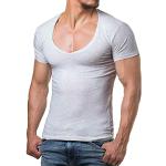 Young & Rich Herren T-Shirt V-Neck Body Fit Schwarz Weiß Rot Blau RRTS 1315, Größe:2XL, Farbe:Ecru