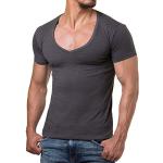 Young & Rich Herren T-Shirt V-Neck Body Fit Schwarz Weiß Rot Blau RRTS 1315, Größe:S, Farbe:Anthrazit