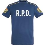 Blaue Kurzärmelige Resident Evil T-Shirts aus Baumwolle für Damen Größe S 