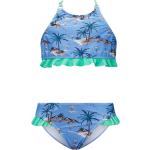 Reduzierte Blaue Retour Neckholder Bikinis für Kinder mit Rüschen aus Polyamid Größe 104 