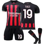 Retro A-C Milan 11 Ibrahimovic Trikot für Kinder Fussball Jersey Anzug Classic Red Black Stripe 9 Giroud 17 R.LEAO 19 Thro Kids Sport Soccer T Shirt Trikot Fussball Jungen Footy Kit Outfit