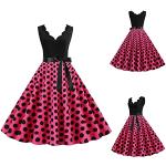 Pinke Leo-Look Vintage Kurzärmelige Kurze Abendkleider aus Musselin für Damen Größe 3 XL zur Hochzeit für den für den Sommer 