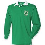 Retro Herren-Rugbyshirt für Irland-Fans, Trikot mit Kleeblatt-Logo 6 Nations Irisch Gr. 2X-Large, Grün - Irish Green