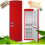 Retro Kühl Gefrierkombination LessFrost Kühlschrank freistehend in knalligen Rot