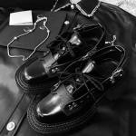 Schwarze Lederschuhe & Kunstlederschuhe mit Riemchen aus Leder für Damen zum Abschlussball 