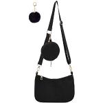 Schwarze Retro Kleine Handtaschen mit Reißverschluss aus Nylon für Damen 