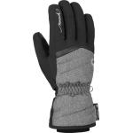 Schwarze Melierte Reusch Damenhandschuhe aus Leder für den für den Winter 