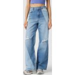 Reduzierte Blaue Y2K Review Baggy Jeans & Loose Fit Jeans mit Reißverschluss aus Baumwolle für Damen 