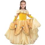 Gelbe Elegante Langärmelige Die Schöne und das Biest Belle Kinderkleider mit Ärmeln aus Organza für Mädchen 