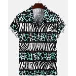 Animal-Print Casual Kurzärmelige Hawaiihemden mit Leopard-Motiv mit Knopf maschinenwaschbar für Herren Größe L für Partys für den für den Sommer 