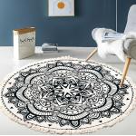 Reduzierte Runde Runde Teppiche 60 cm mit Mandala-Motiv aus Textil maschinenwaschbar 