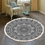 Reduzierte Blumenmuster Runde Runde Teppiche 90 cm mit Mandala-Motiv aus Textil maschinenwaschbar 