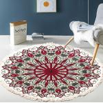 Reduzierte Vintage Runde Runde Teppiche 100 cm mit Mandala-Motiv aus Textil maschinenwaschbar 