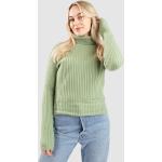 Reduzierte Grüne Streetwear Rhythm Rollkragen Strickpullover aus Wolle für Damen Größe XS 