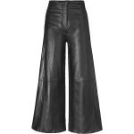 Schwarze Unifarbene Riani Damenlederhosen & Damenlederjeans mit Reißverschluss aus Nappaleder Größe S 